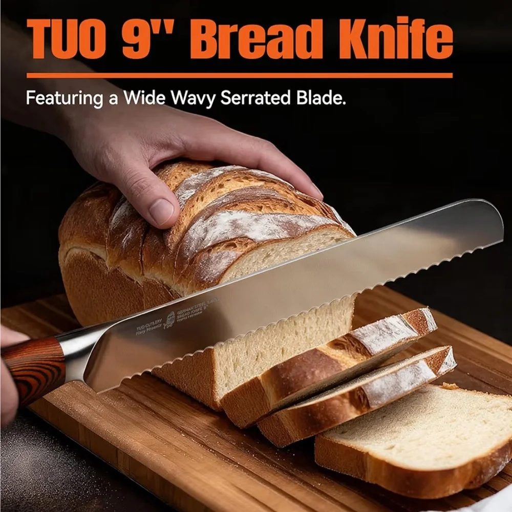 TUO 9” Serrated Bread Knife German Steel Bakery & Kitchen